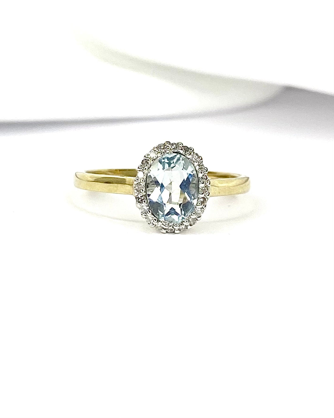Bague Marguerite Aigue-Marine 1.05 carat &amp; Diamants "Safora" - Elliade Paris