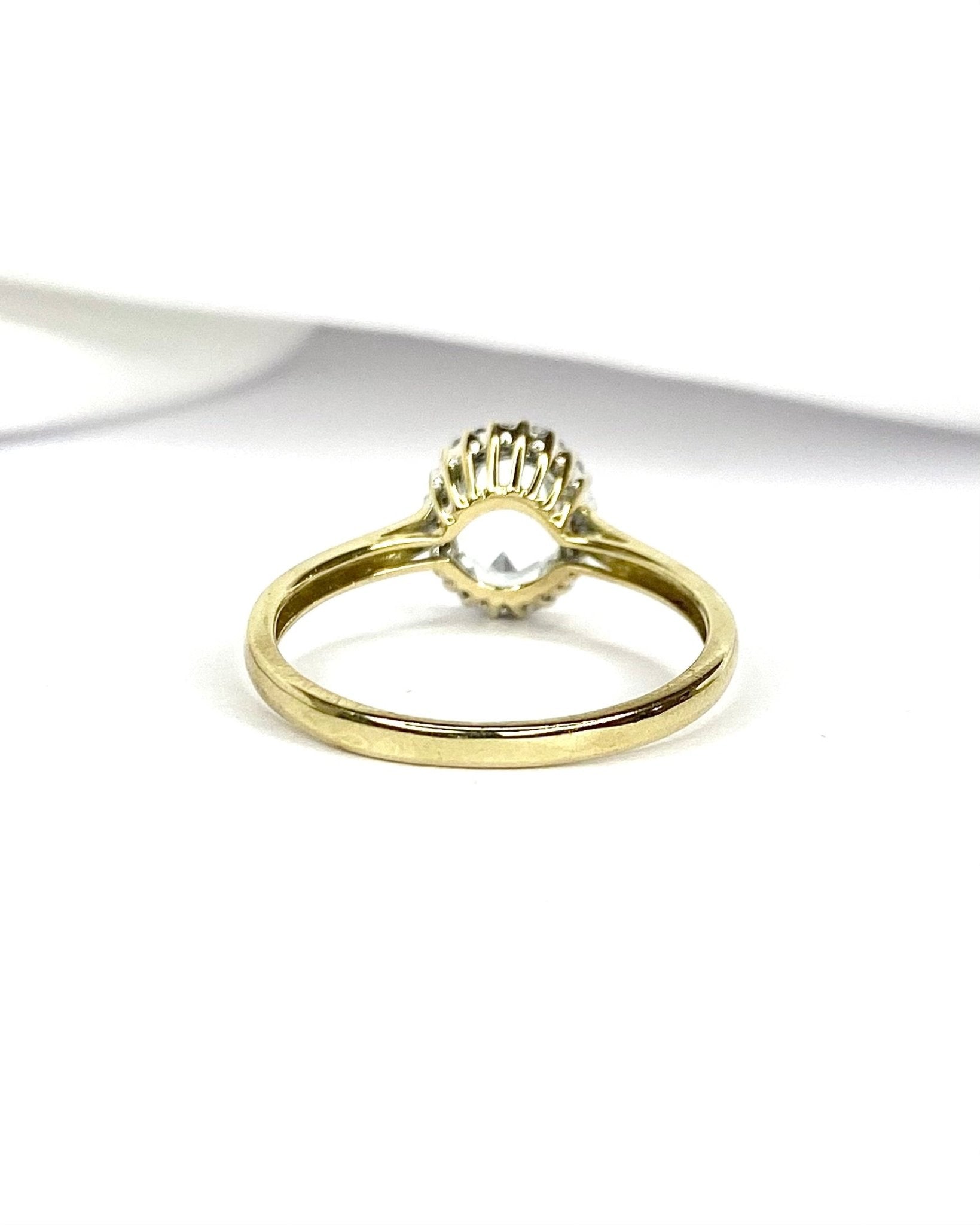 Bague Marguerite Aigue-Marine 1.05 carat &amp; Diamants "Safora" - Elliade Paris