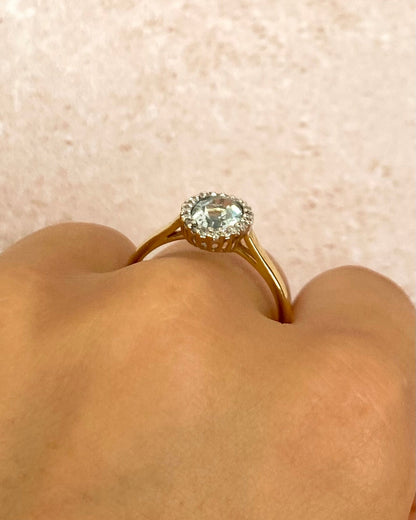 Bague Marguerite Aigue-Marine 1.05 carat &amp; Diamants "Safora" - Elliade Paris