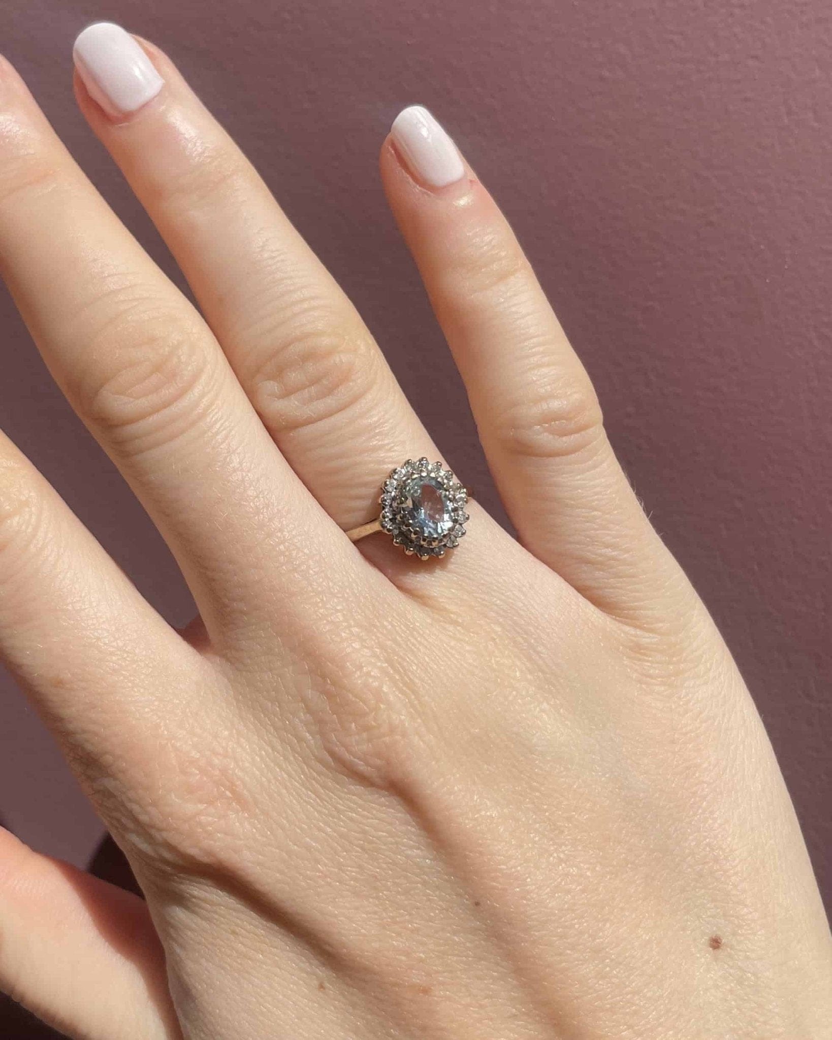Bague Marguerite Aigue - Marine 1.10 Carat &amp; Diamants "Pronte" - Elliade Paris