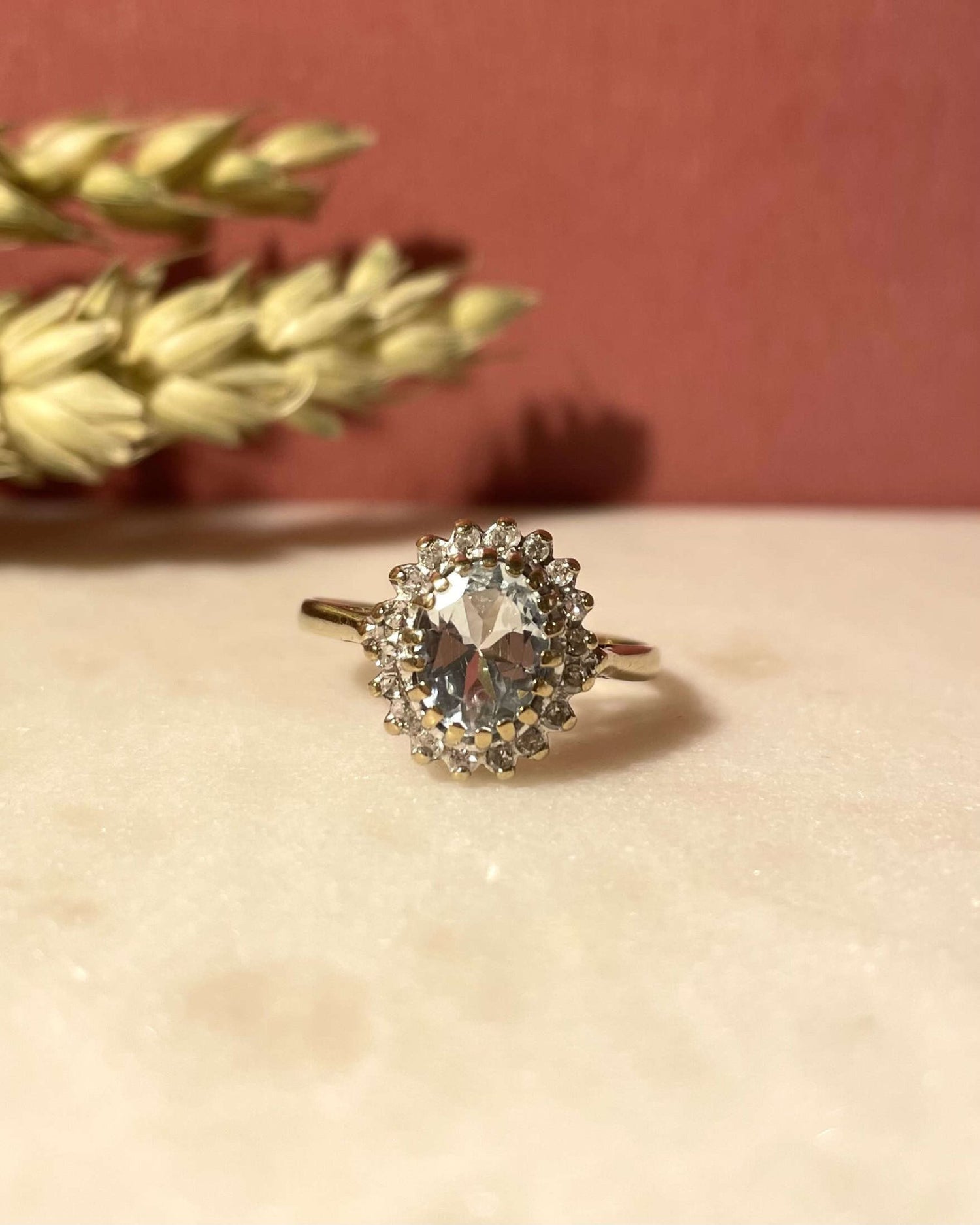 Bague Marguerite Aigue - Marine 1.10 Carat &amp; Diamants &quot;Pronte&quot; - Elliade Paris