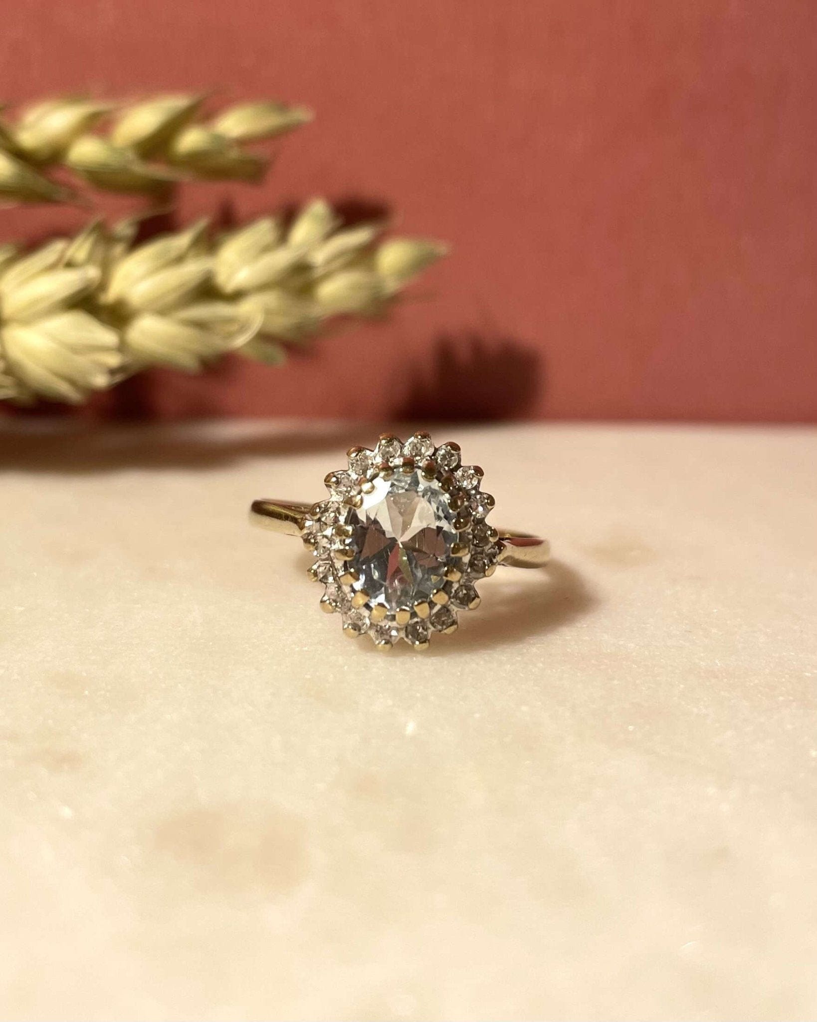 Bague Marguerite Aigue - Marine 1.10 Carat &amp; Diamants "Pronte" - Elliade Paris
