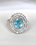 Bague Marguerite Aigue-Marine 1.60 carat & Diamants 0.96 carat 5.82 g "Deva" - Elliade Paris