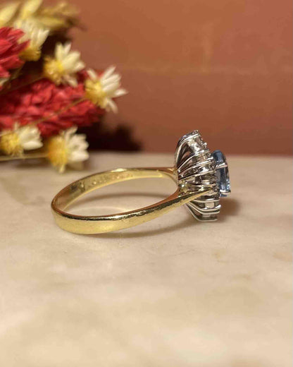 Bague Marguerite Aigue - Marine et Diamants &quot;Aude&quot; - Elliade Paris
