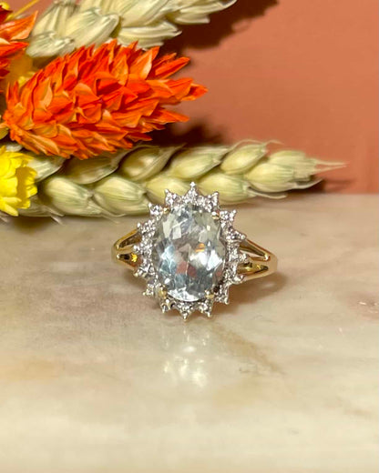 Bague Marguerite Aigue - Marine et Diamants &quot;Jemima&quot; - Elliade Paris