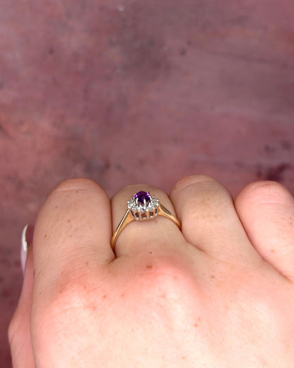 Bague Marguerite Améthyste 0.38 carat &amp; Diamants "Lily" - Elliade Paris