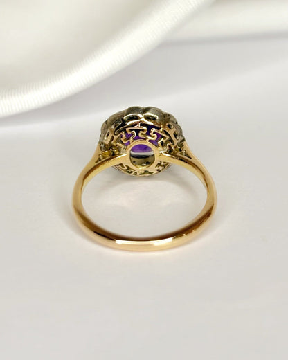 Bague Marguerite Améthyste 1.30 carat &amp; Diamants 0.42 carat "Molly" - Elliade Paris