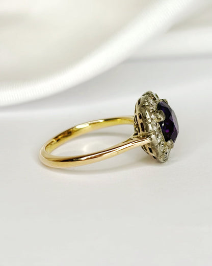 Bague Marguerite Améthyste 1.30 carat &amp; Diamants 0.42 carat "Molly" - Elliade Paris