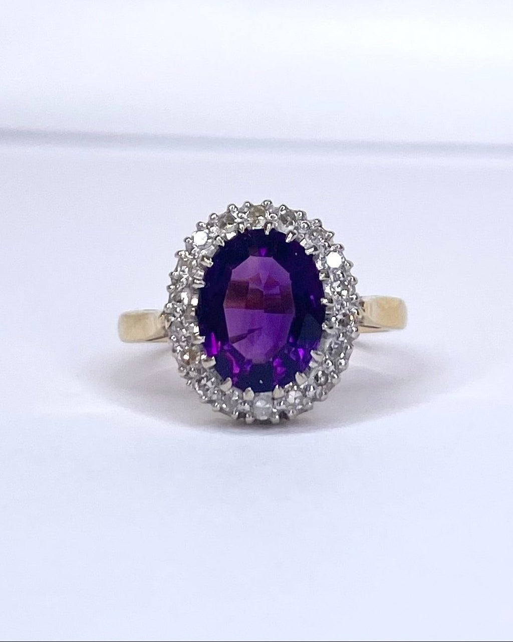 Bague Marguerite Améthyste 1.60 carat &amp; Diamants "Amelia" - Elliade Paris