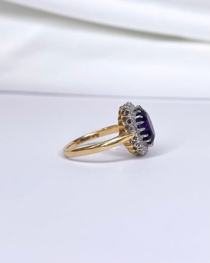 Bague Marguerite Améthyste 1.60 carat &amp; Diamants "Amelia" - Elliade Paris