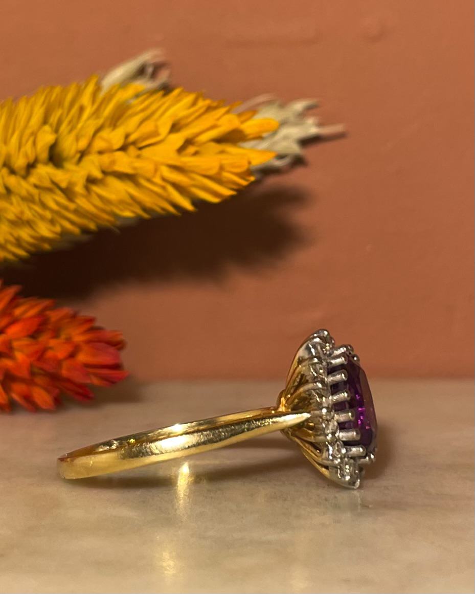 Bague Marguerite Améthyste 1.70 carat &amp; Diamants "Mikaelle" - Elliade Paris