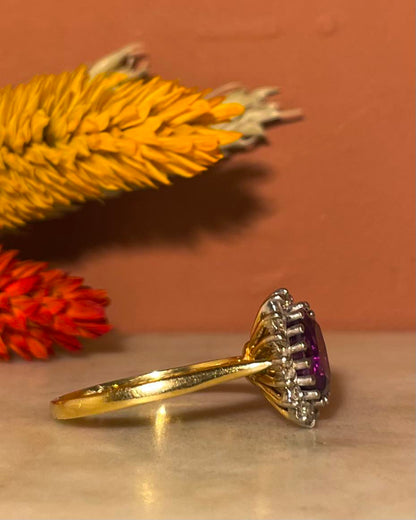 Bague Marguerite Améthyste 1.70 carat &amp; Diamants &quot;Mikaelle&quot; - Elliade Paris