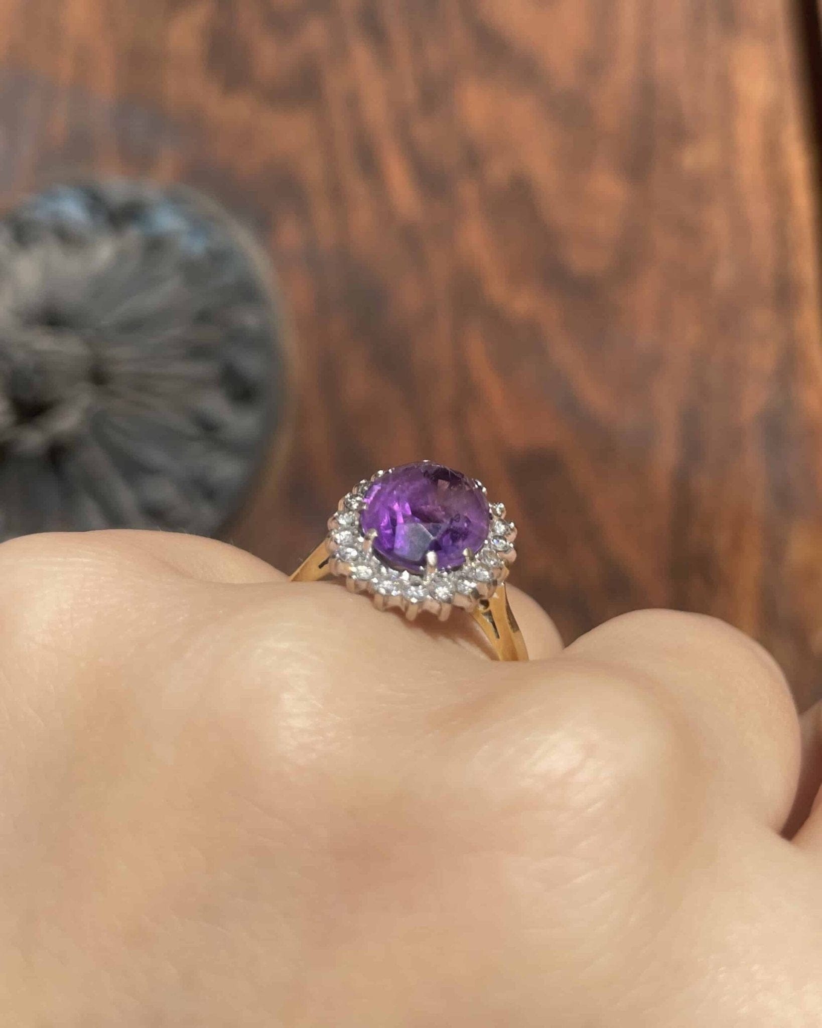 Bague Marguerite Améthyste 3 Carats &amp; 20 Diamants "Noa" - Elliade Paris