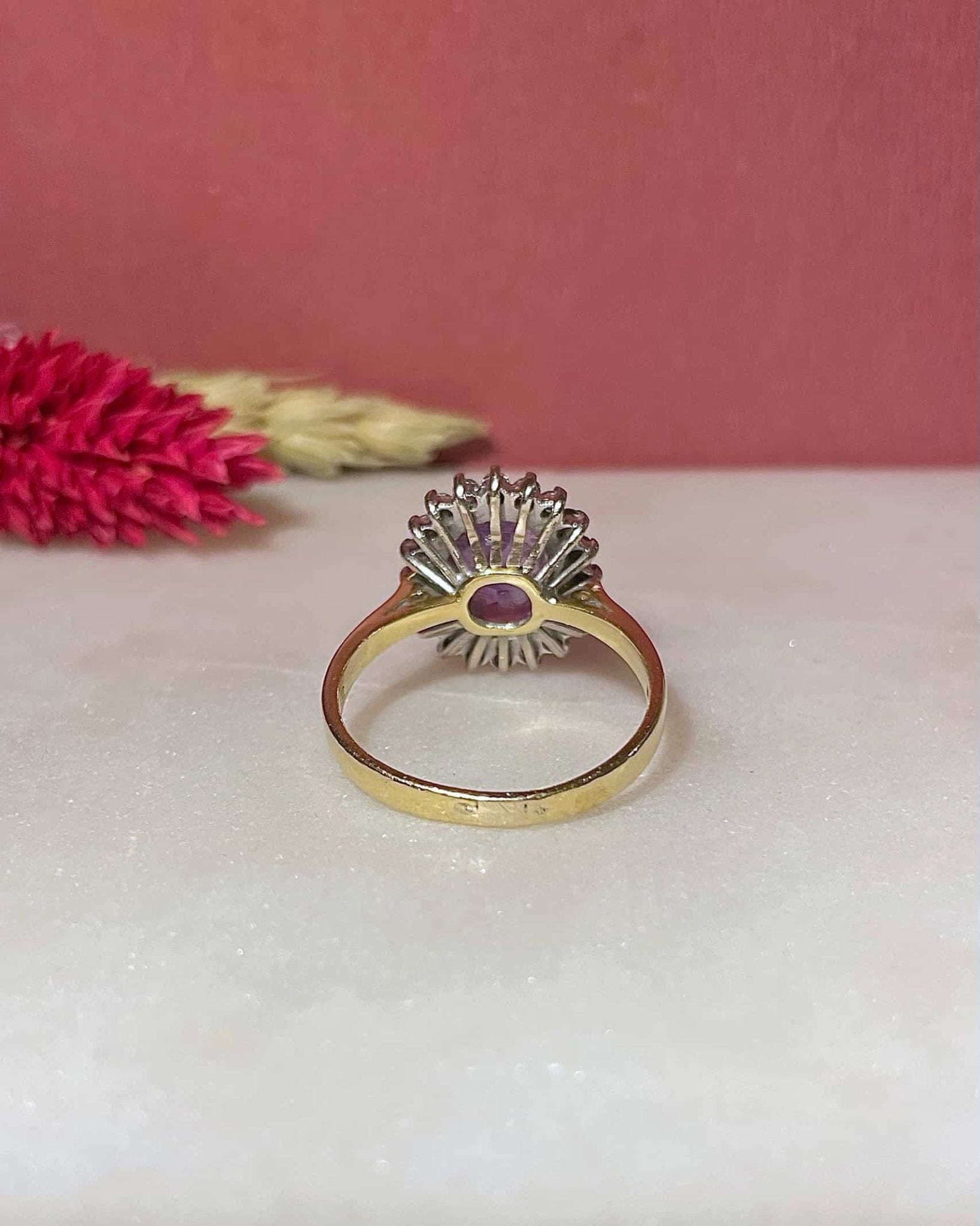 Bague Marguerite Améthyste 3 Carats &amp; 20 Diamants "Noa" - Elliade Paris