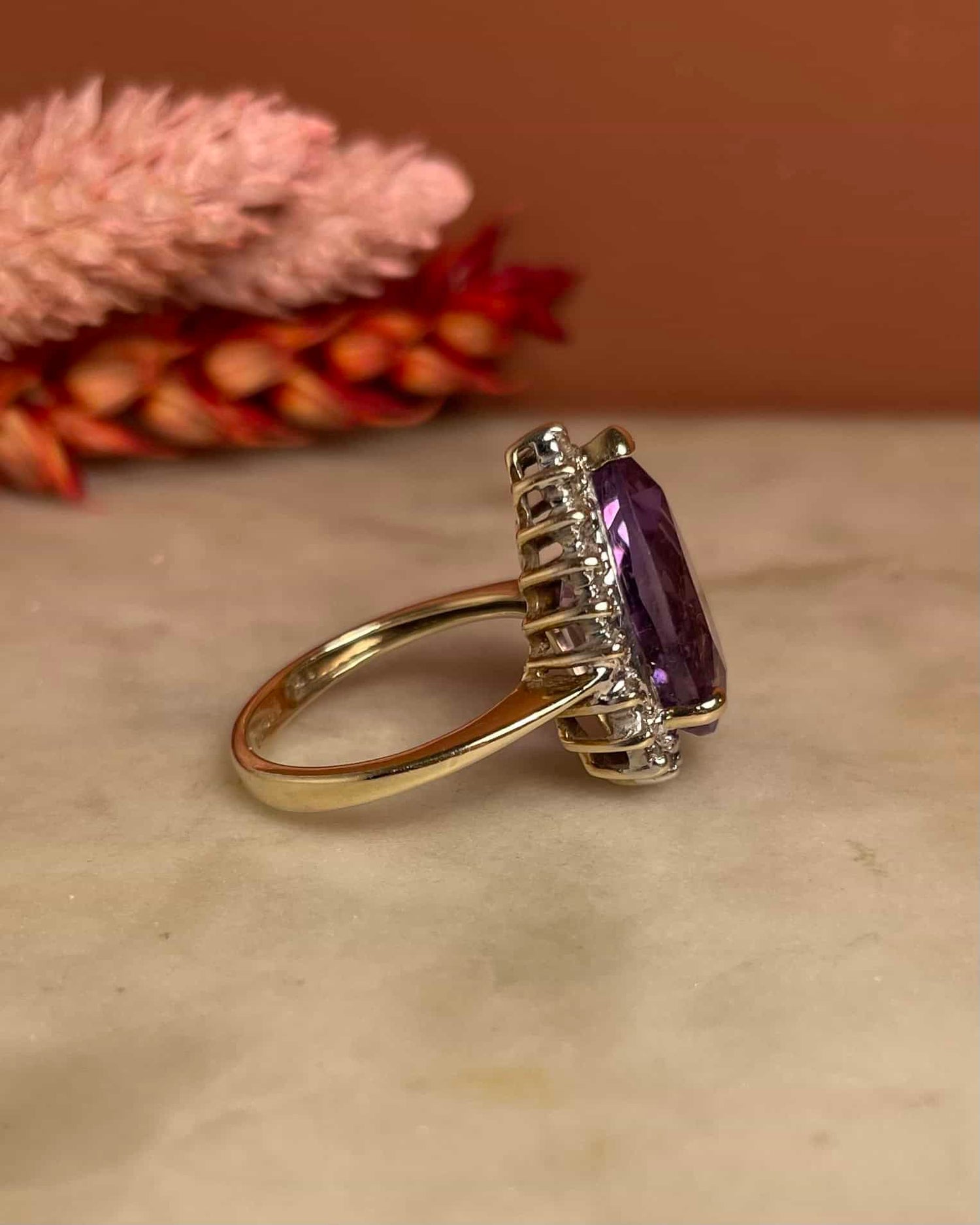 Bague Marguerite Améthyste 4.50 carats &amp; Diamants &quot;Ivory&quot; - Elliade Paris