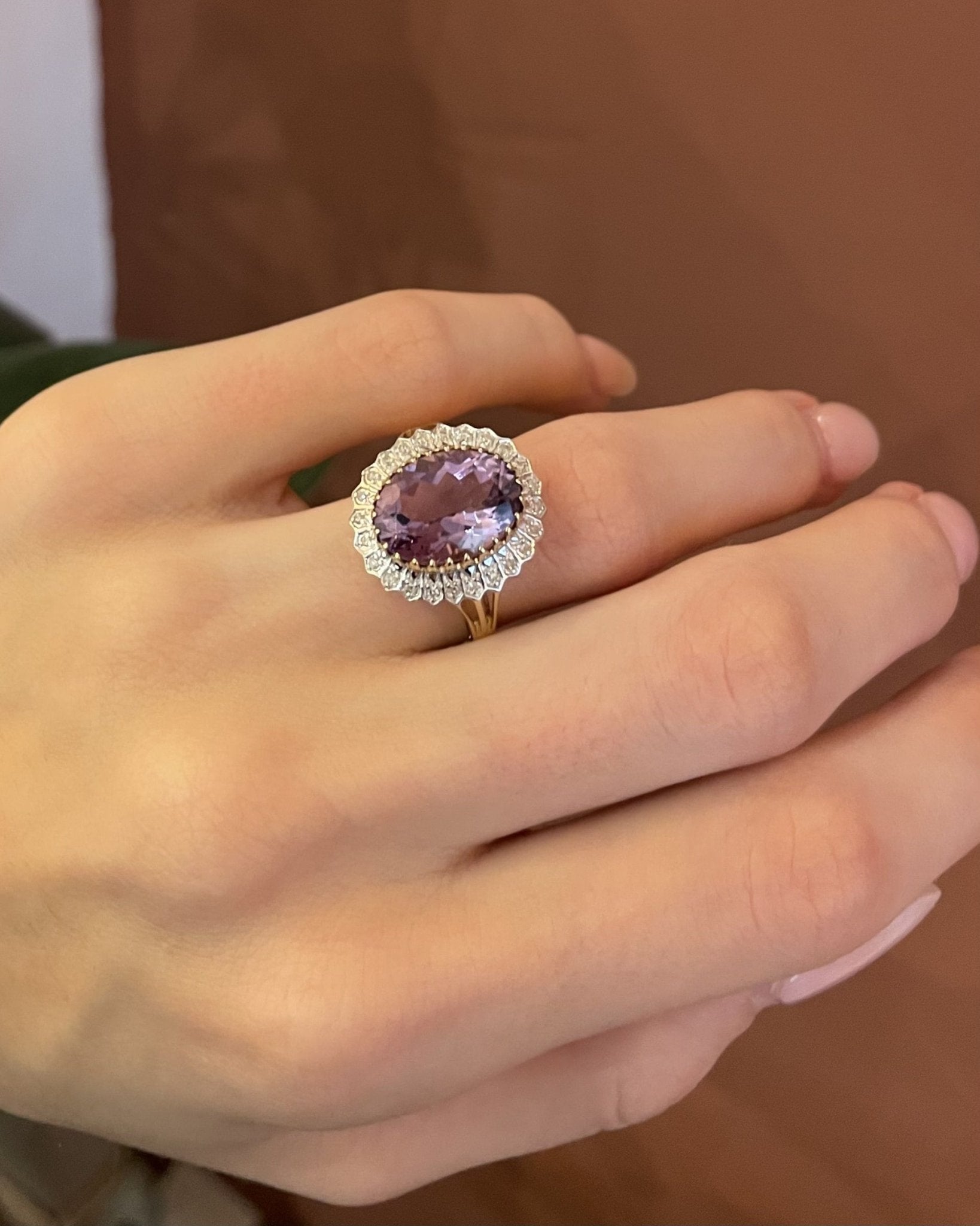 Bague Marguerite Améthyste 7.50 carats &amp; Diamants "Evaëlle" - Elliade Paris