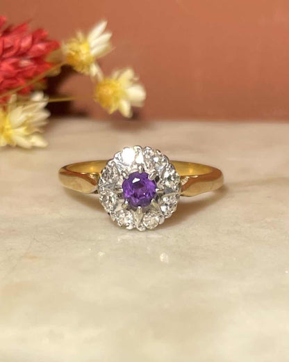 Bague Marguerite Améthyste &amp; Diamants &quot;Dalya&quot; - Elliade Paris