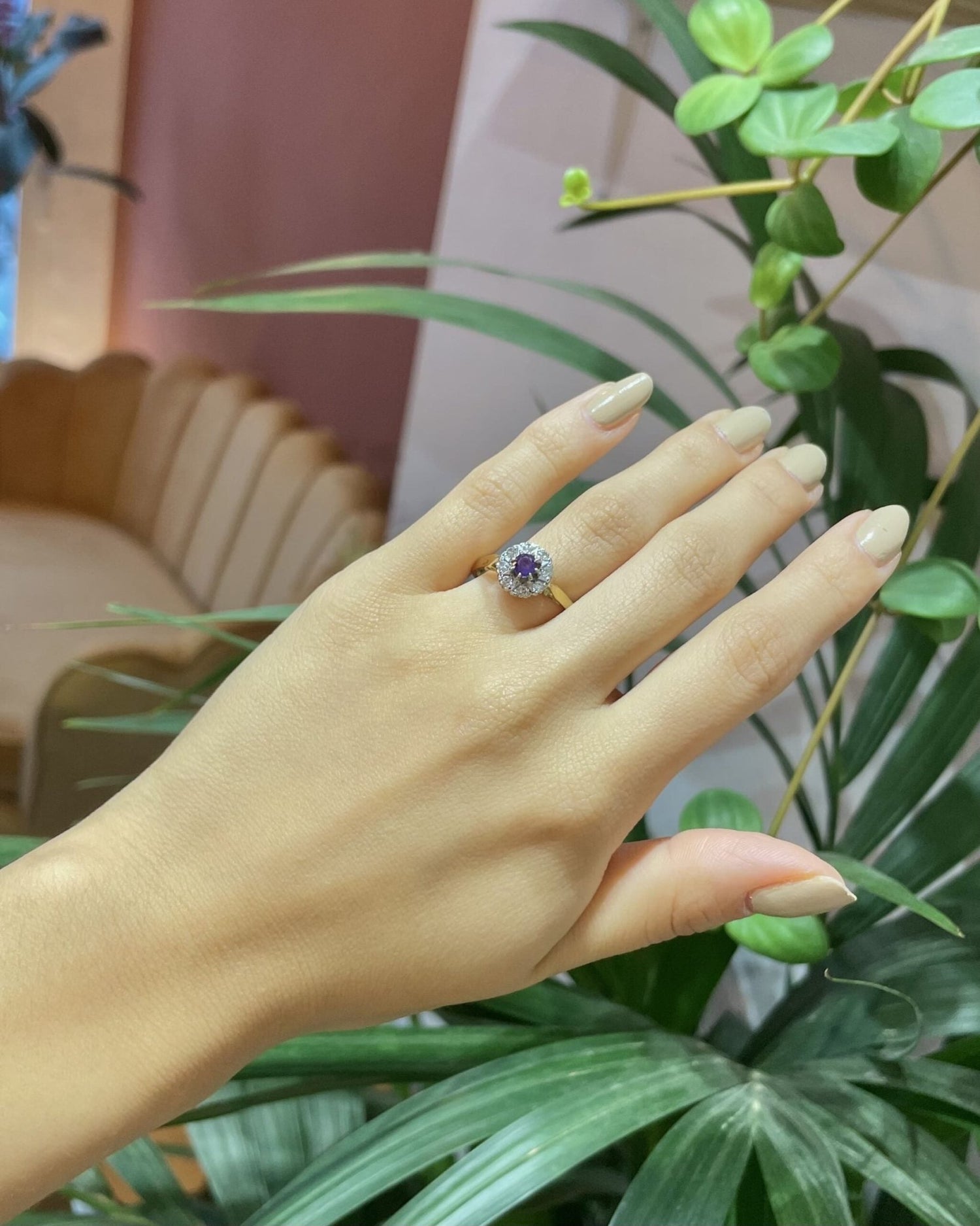Bague Marguerite Améthyste &amp; Diamants &quot;Dalya&quot; - Elliade Paris