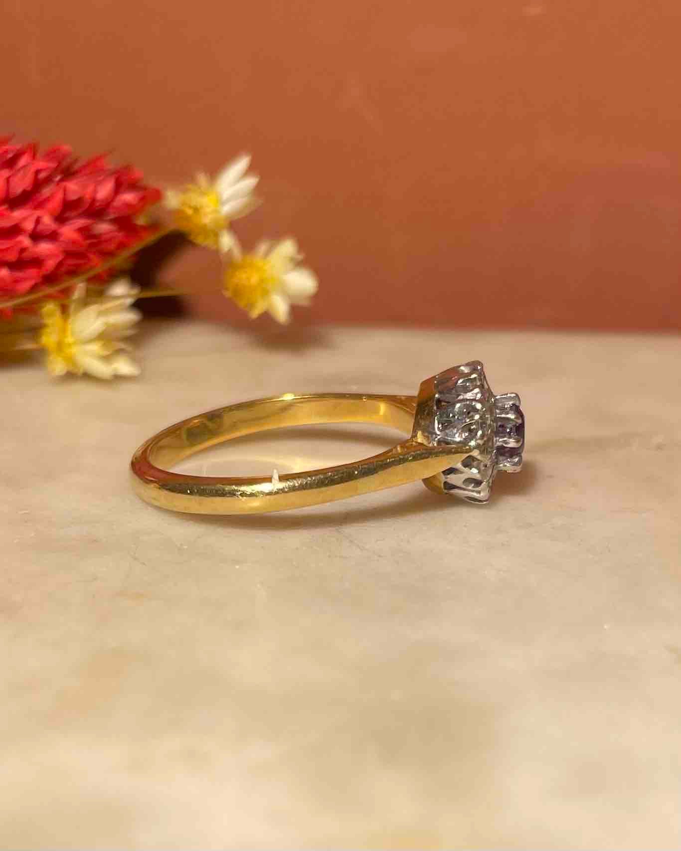 Bague Marguerite Améthyste &amp; Diamants "Dalya" - Elliade Paris