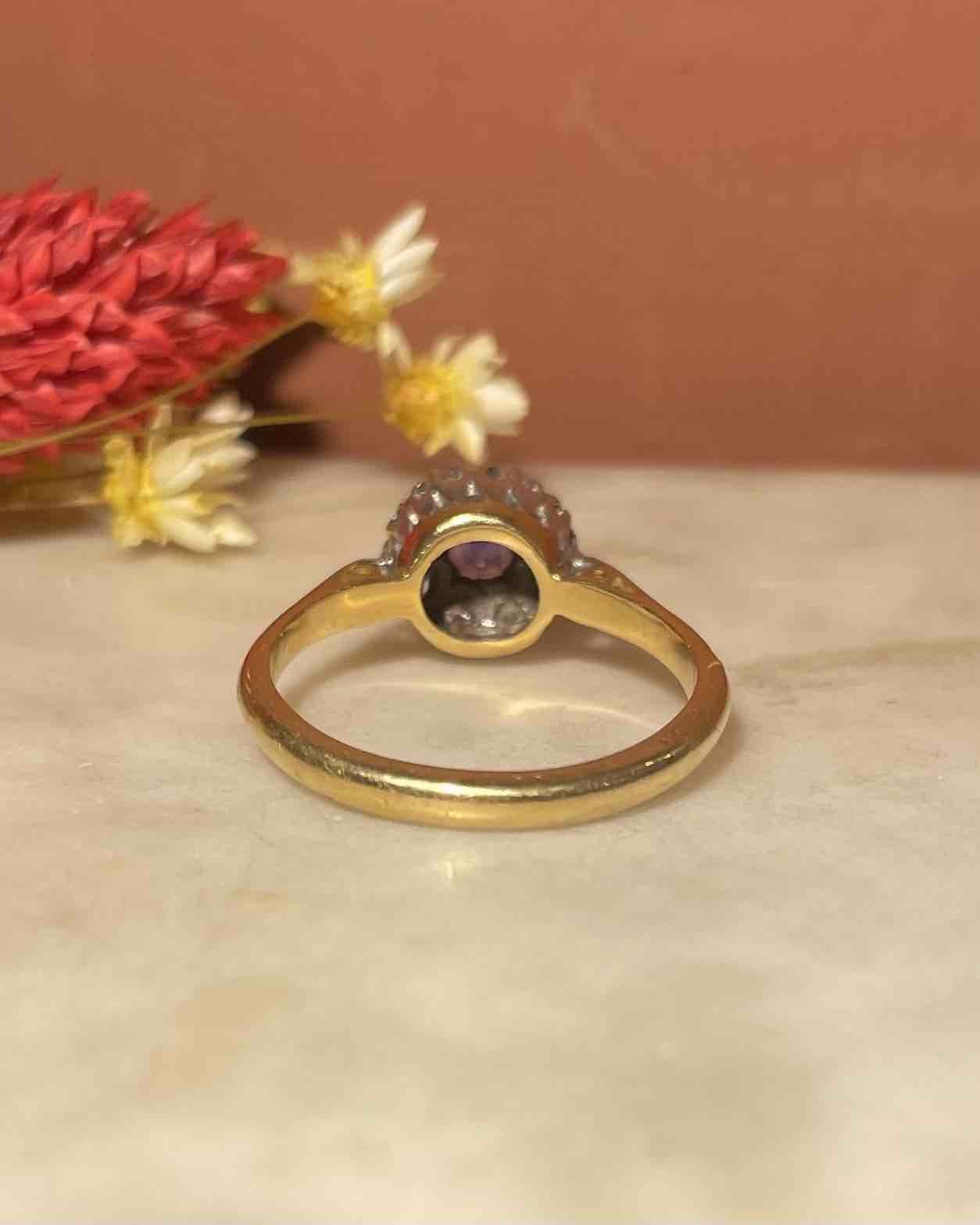 Bague Marguerite Améthyste &amp; Diamants "Dalya" - Elliade Paris