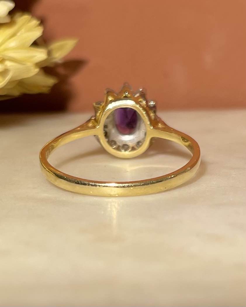 Bague Marguerite Améthyste &amp; Diamants &quot;Vivianne&quot; - Elliade Paris