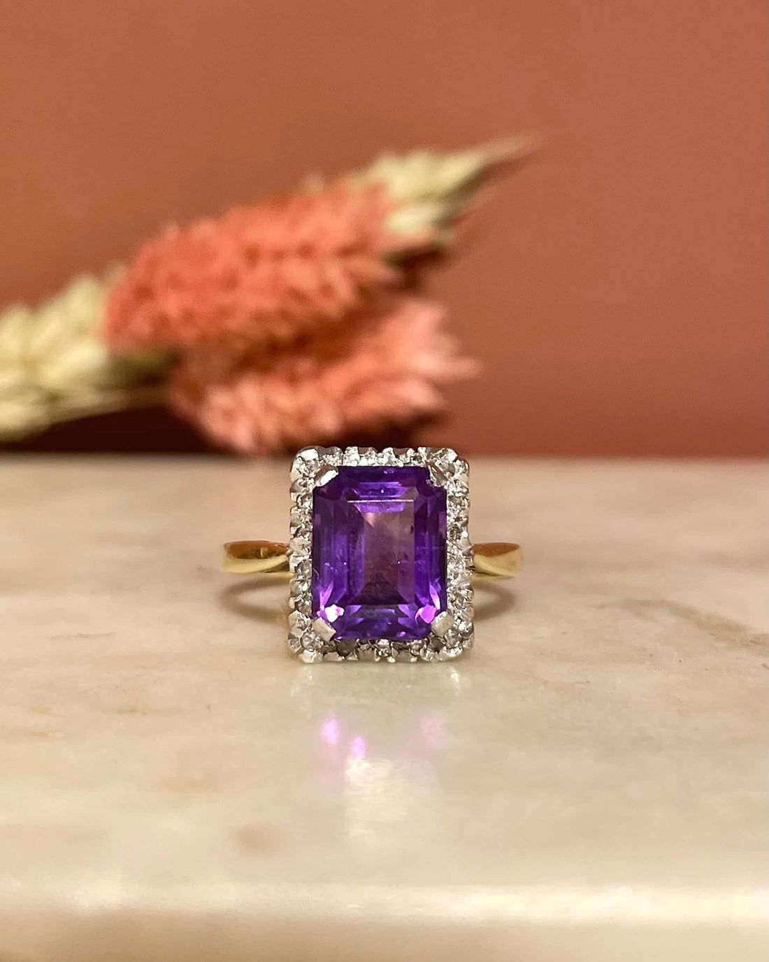 Bague Marguerite Améthyste 2.35 carat &amp; Diamants &quot;Adriana&quot;