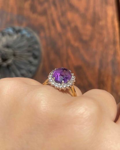 Bague Marguerite Améthyste 3 Carats &amp; 20 Diamants &quot;Noa&quot;