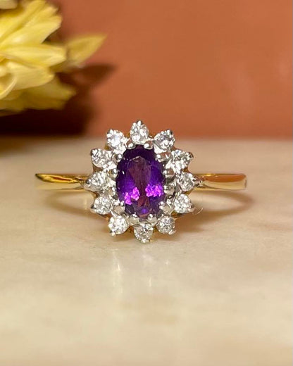 Bague Marguerite Améthyste &amp; Diamants &quot;Vivianne&quot;