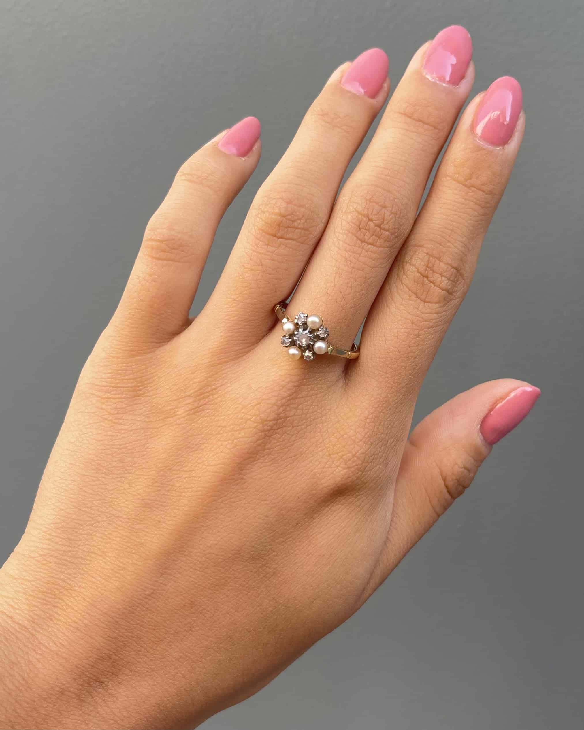 Bague Marguerite Perle &amp; Diamants "Océane"