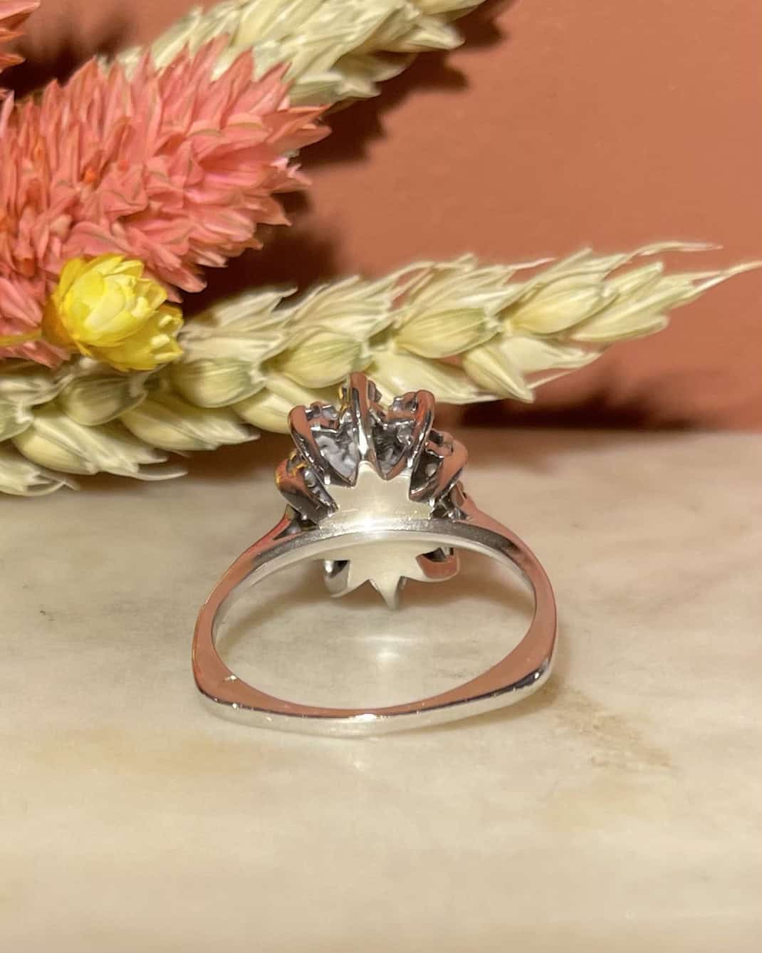 &quot;Cassandra&quot; Aquamarine &amp;amp; Diamond Daisy Ring