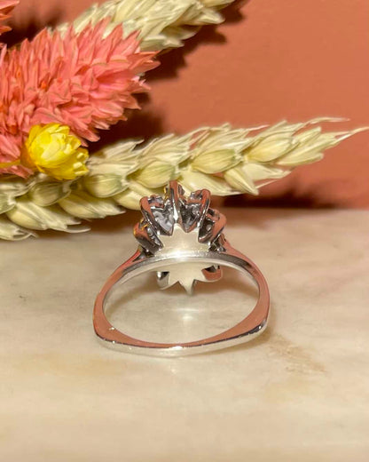 &quot;Cassandra&quot; Aquamarine &amp;amp; Diamond Daisy Ring