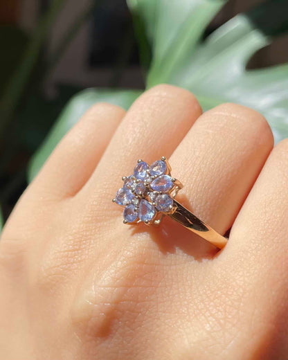 Bague Marguerite 9 Tanzanites &amp; 4 Diamants &quot;Orchidée&quot;
