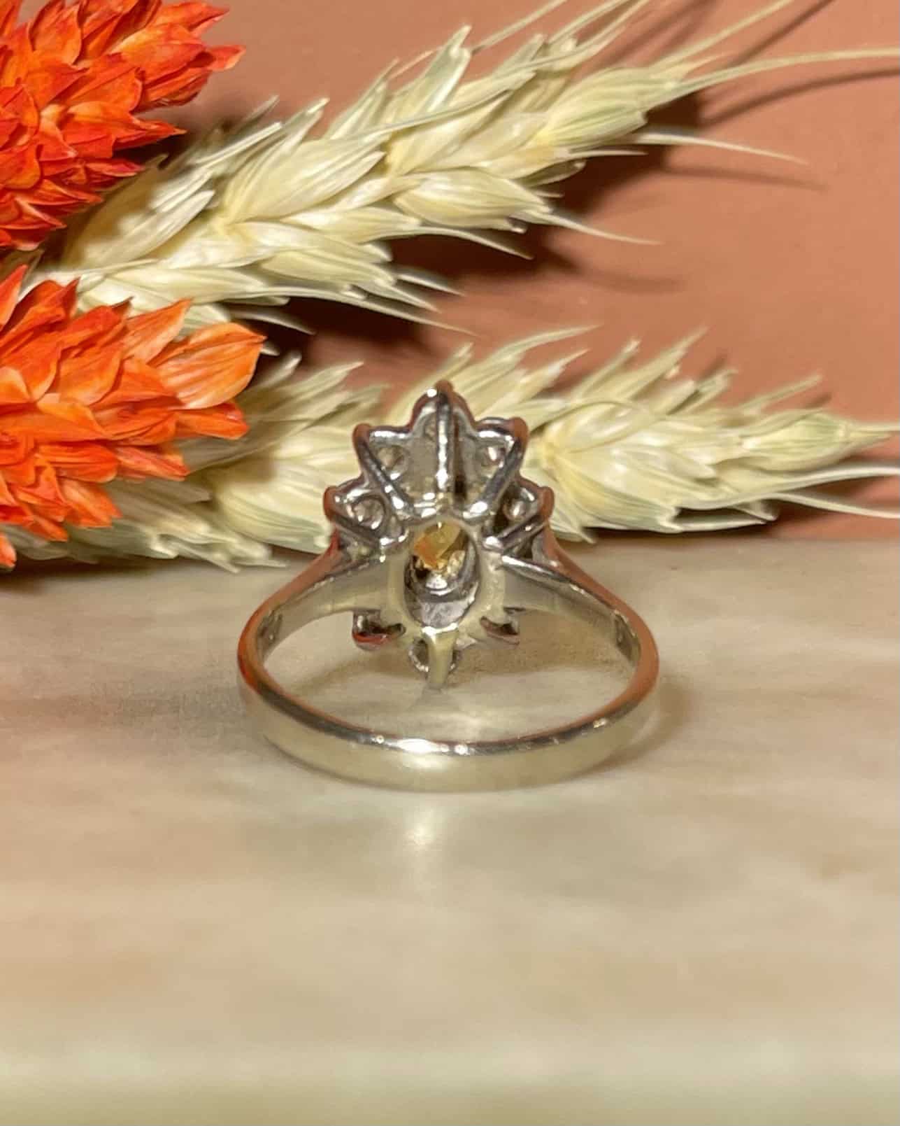 Bague Marguerite Citrine 0.75 carat &amp; Diamants 0.70 carat &quot;Cherish&quot;