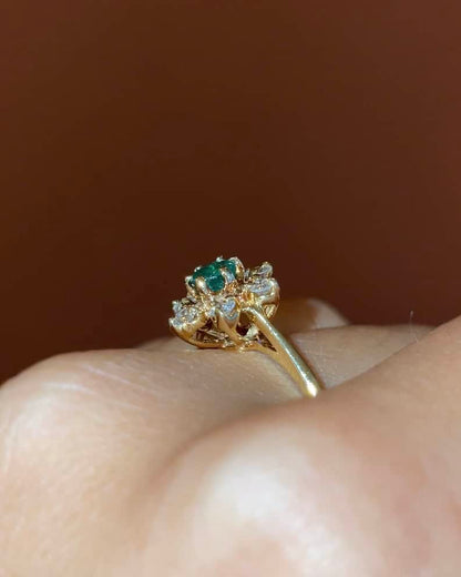 Bague Marguerite Émeraude &amp; Diamants &quot;Demelza&quot;