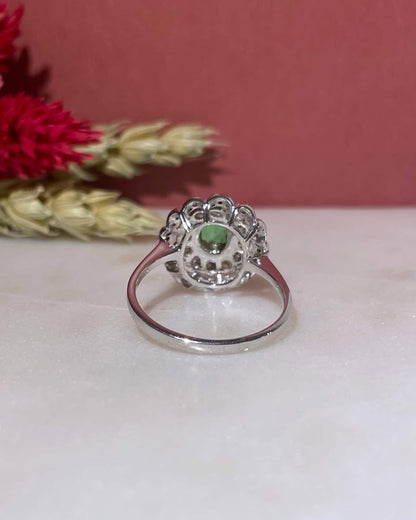 Bague Marguerite Grenat vert Tsavorite &amp; 48 Diamants &quot;Lou&quot;