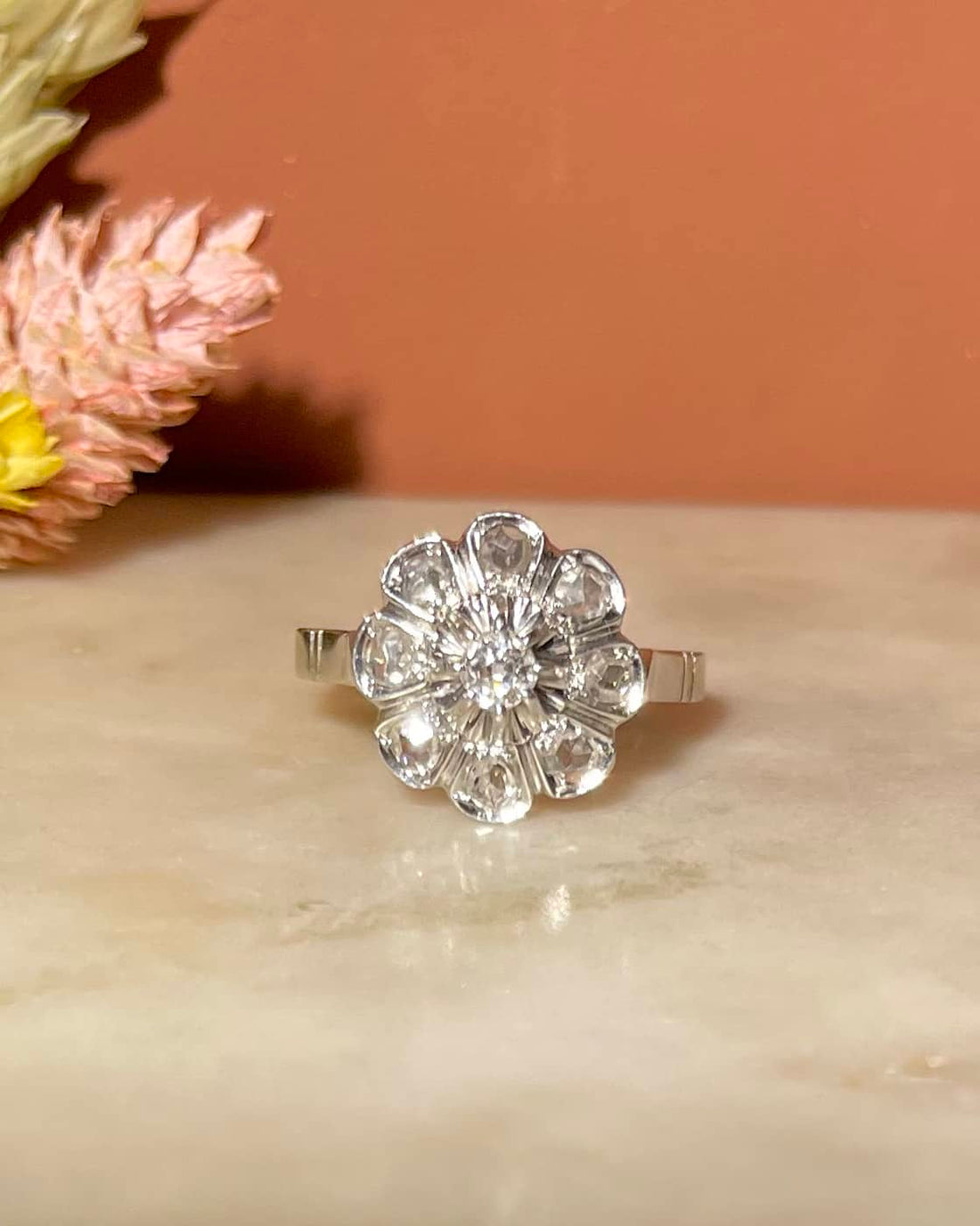 Bague Marguerite Art-Déco 9 Diamants &quot;Boheme&quot;