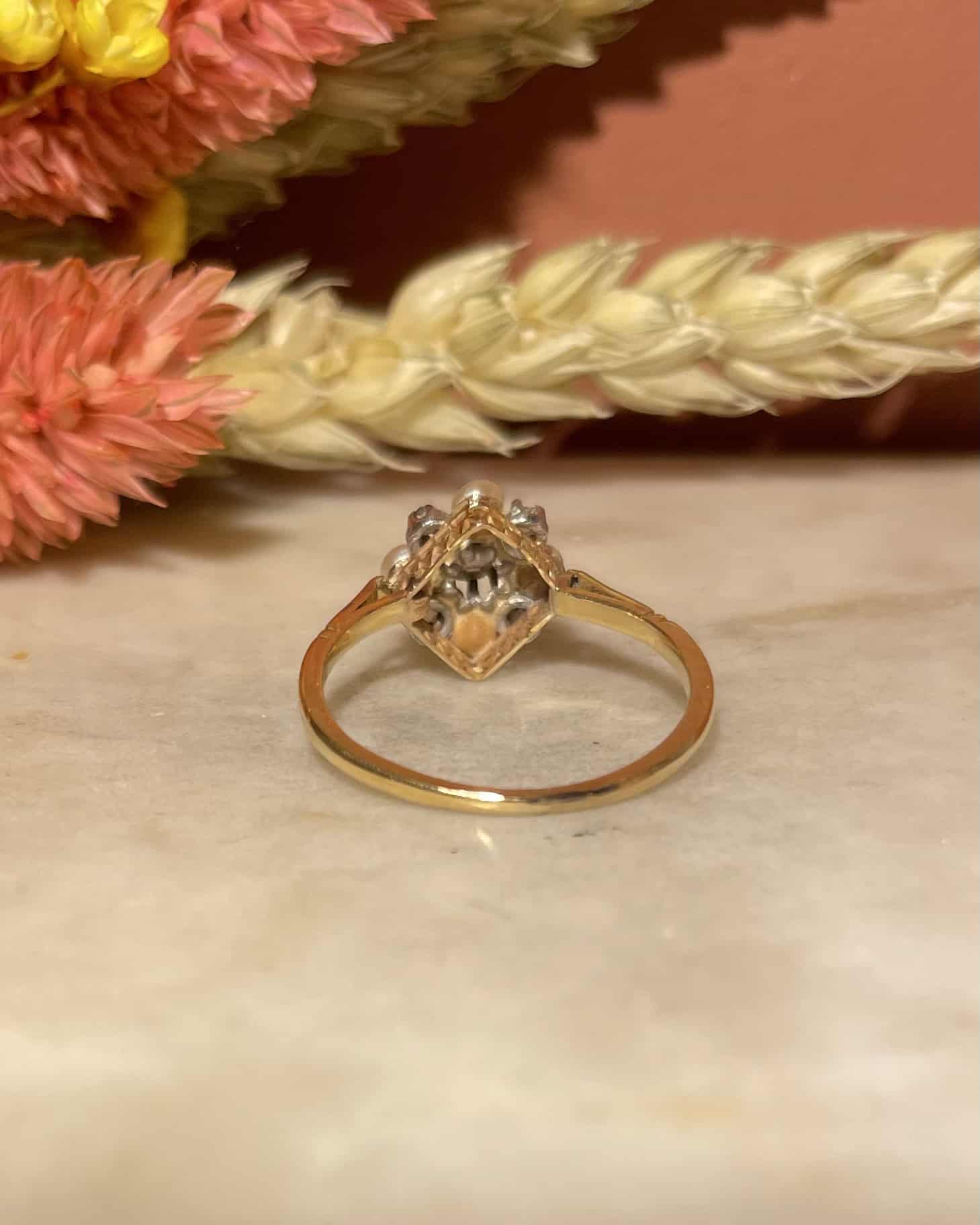 Bague Marguerite Perle &amp; Diamants "Océane"
