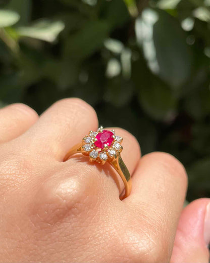 Bague Marguerite Rubis &amp; 10 Diamants &quot;Sidonie&quot;
