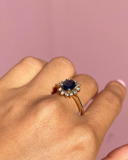 Bague Marguerite Saphir 1.10 carat &amp; Diamants &quot;Malorie&quot;