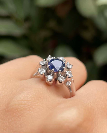 Bague Marguerite Saphir &amp; 8 Diamants &quot;Yolanda&quot;