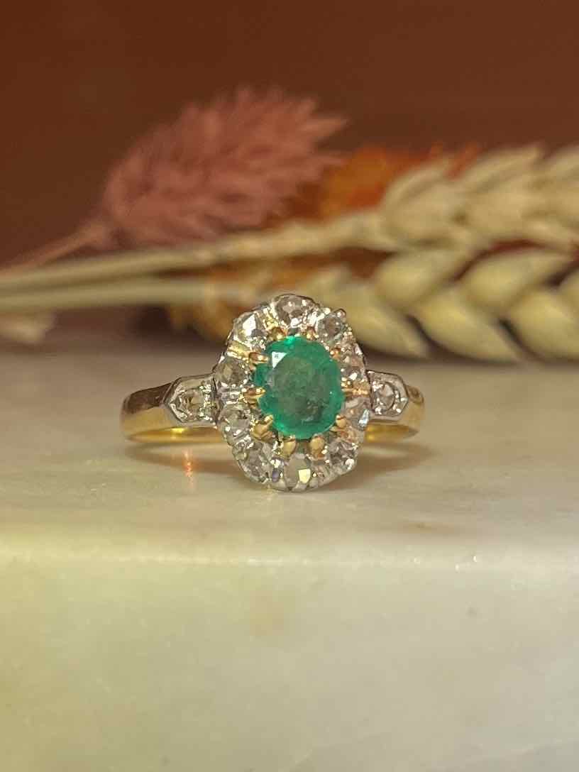 Bague Marguerite Emeraude &amp; Diamants &quot;Clara&quot;