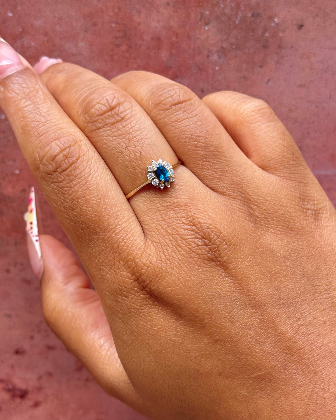 Bague Marguerite Apatite &amp; Diamants "Lilia" - Elliade Paris