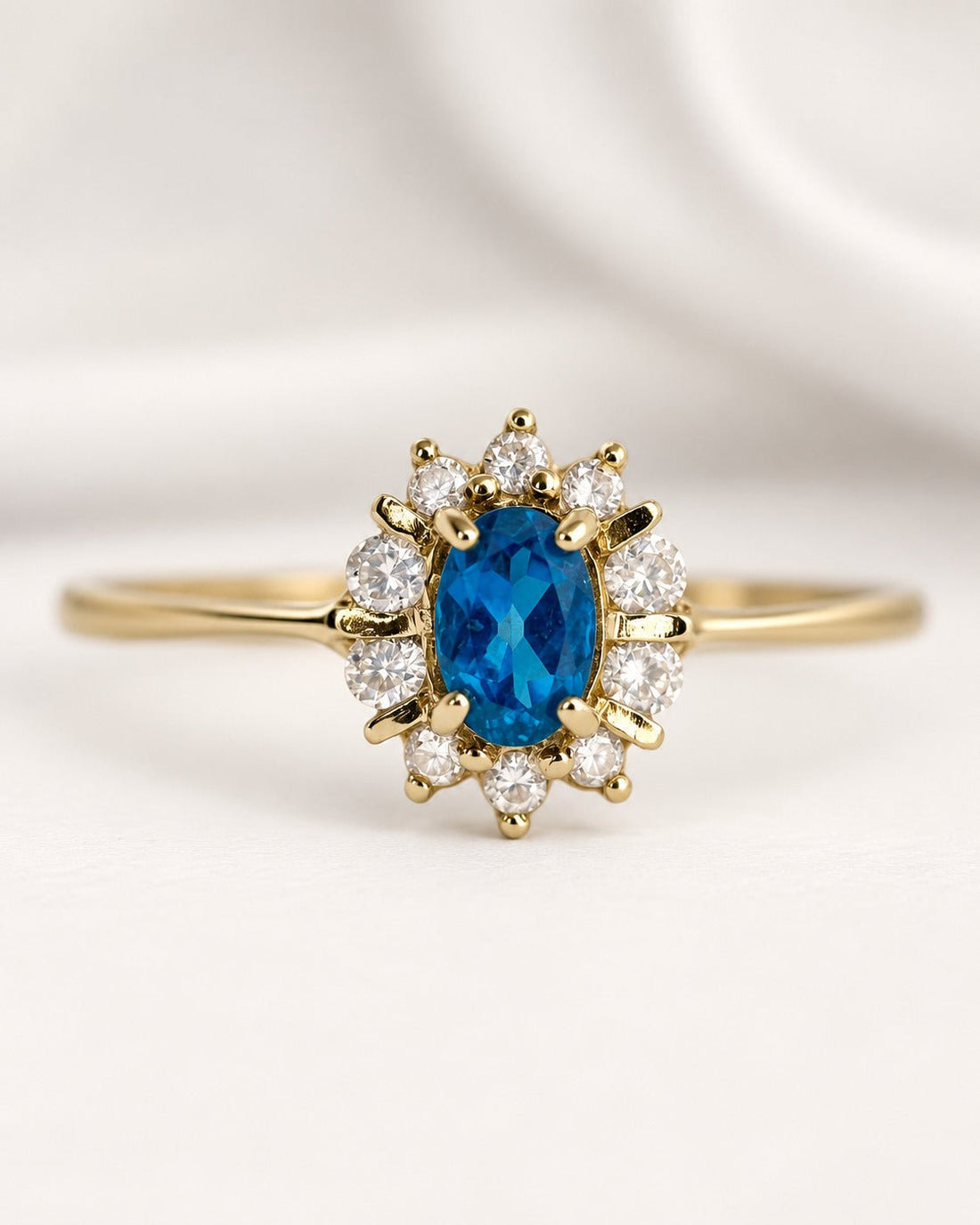 Bague Marguerite Apatite &amp; Diamants "Lilia" - Elliade Paris