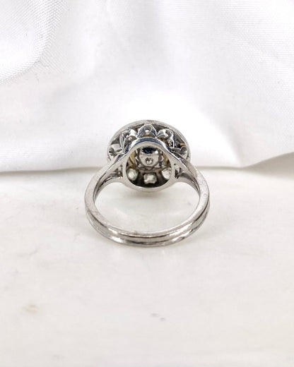 Bague Marguerite Art Déco Diamants 0.40 carat &amp; Perle &quot;Elina&quot; - Elliade Paris