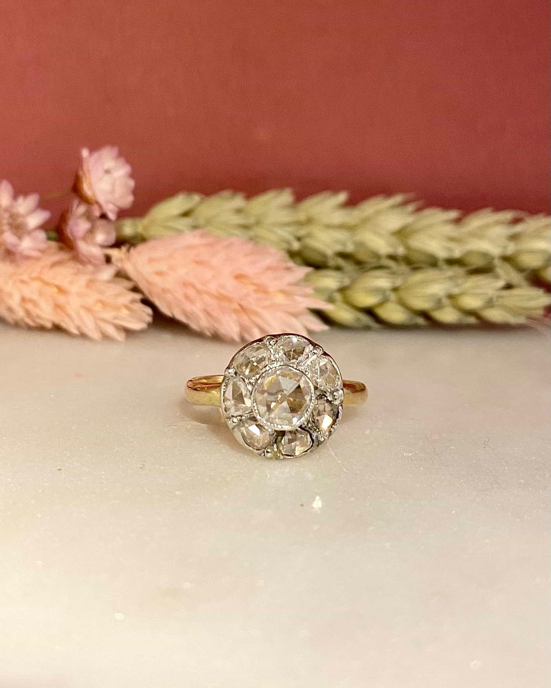 &quot;Sylvianne&quot; 1 carat Art Deco Flower Diamond Ring