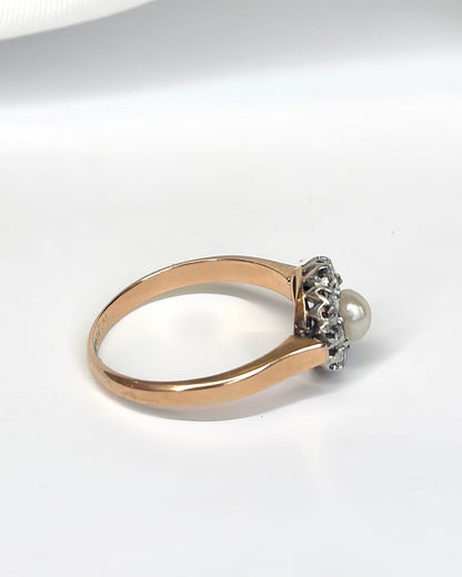 Bague Marguerite Art-Déco Diamants &amp; Perle "Elsa" - Elliade Paris