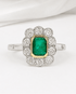 Bague Marguerite Art-Déco Émeraude 0.56 carat & Diamants 0.55 carat "Flore" - Elliade Paris