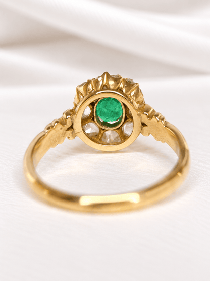 Bague Marguerite Art-Déco Émeraude 0.60 carat &amp; Diamants 0.40 carat "Cléa" - Elliade Paris