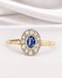 Bague Marguerite Art-Déco Saphir 0.57 carat & Diamants "Célia" - Elliade Paris