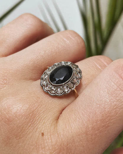 Bague Marguerite Art - déco Saphir &amp; diamants &quot;Anna&quot; - Elliade Paris